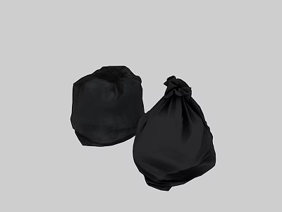 Two Black Fabric Drawstring Bags For Home Storage And Organization Use 3d model