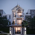 Elegant Detached Villa With White Exterior Ornate Balcony And Front Palm Trees