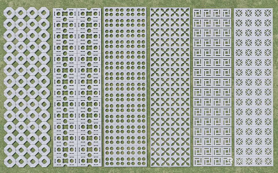 Garden Path Paving With Various Geometric Patterns And Decorative Design Templates 3d model 