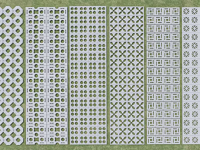 Garden Path Paving With Various Geometric Patterns And Decorative Design Templates 3d model