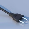 Household Essential Black Electrical Plug With Two Metal Prongs And Cable