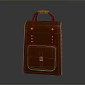 Brown Leather Handbag with Top Handles Front Buckle Pocket and Classic Design for Daily Use