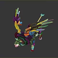 Mechanical Black Orange Game Movie Character With Blue Glowing Wings Lion like Head Design