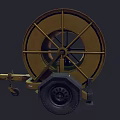 Electric Trolley Cable Reel Trailer With Yellow Frame And Wheels For Power Supply