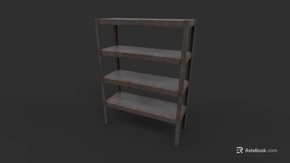 Industrial Metal 4 Tier Storage Shelf with Simple Sturdy Design for Home 3d model 