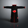 Black Robe With Red Cloud Pattern And Red Trim Details For Daily Wear 3d model