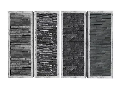 Decorative Slate Wall Dividers With Various Textures And Light Frame Design 3d model
