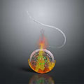 Decorative Essential Oil Diffuser With Intricate Patterns And Flame Smoke Design 3d model