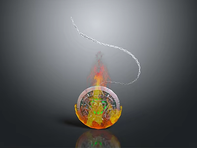 Decorative Essential Oil Diffuser With Intricate Patterns And Flame Smoke Design 3d model