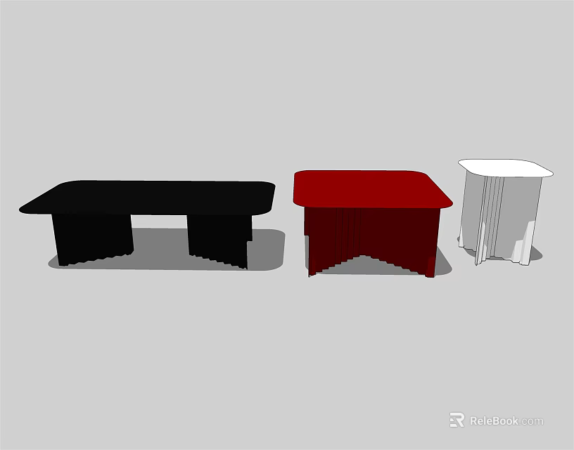 Modern Coffee Table Designs Featuring Black Red and White Colors for Living Room Decor 3d model 