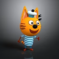 Cartoon Orange Cat Character With White Ball Cap And Striped Shirt