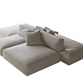 Light Gray Fabric Sectional Sofa With Multiple Cushions And Modern Design 3d model