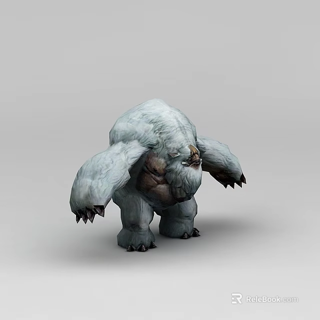 Large White Inflatable Snow Monster Figure With Fluffy Texture Sturdy Limbs And Dark Claws Design 3d model 