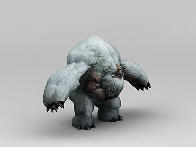 Large White Inflatable Snow Monster Figure With Fluffy Texture Sturdy Limbs And Dark Claws Design 3d model