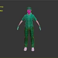Green Jumpsuit Figure With Blue Cap White Gloves And White Shoes Standing Pose