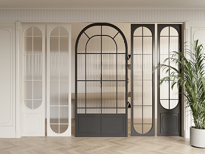 French style glass partition porch partition porch screen model