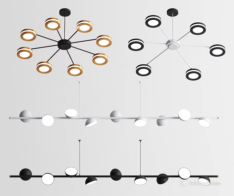 Modern Contemporary Chandeliers With Various Geometric Shapes And Metal Frames 3d model 