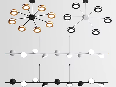 Modern Contemporary Chandeliers With Various Geometric Shapes And Metal Frames 3d model