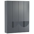 Modern Gray Wardrobe Interior Design With Multiple Doors And Decorative Stripes 3d model