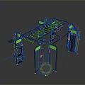 Multi Functional Fitness Training Equipment With Metal Frame And Green Illuminated Parts