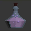 Elegant Faceted Glass Decorative Bottle With Pink Liquid And Red Cap