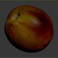 Fresh Ripe Peach with Glossy Red and Yellow Skin on Gray Background