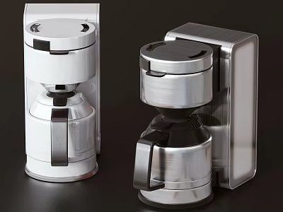Modern Daily Appliances White And Silver Coffee Makers With Sleek Design 3d model
