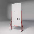 Mobile Display Stand With Red Frame White Panel And Wheels For Exhibition 3d model