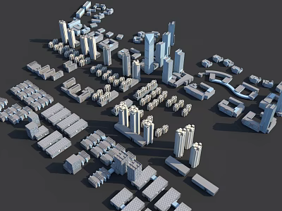 Urban Aerial Planning With City Building Models And Urban Layout Design 3d model