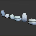Blue Polygonal Stones With Geometric Texture Arranged On Black Smooth Surface With Reflections