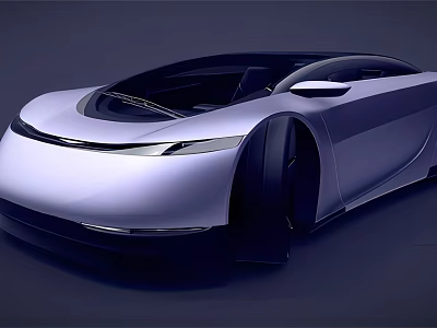 Futuristic Concept Car with Sleek Aerodynamic Body Transparent Roof and Slim Headlights Design 3d model