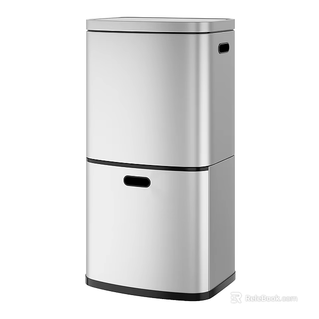 Modern Silver Stainless Steel Double Door Refrigerator Freezer with Sleek Design for Kitchen 3d model 
