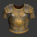 Ornate Gold Silver Armor Breastplate as Decorative Living Item with Intricate Patterns and Circular Badge