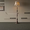 Elegant Designer Floor Lamp With Metal Stand Decorative Patterned Shade In Interior