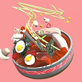 The image provided focuses on a bowl of ramen with noodles eggs vegetables and chopsticks and does not contain any animals so it is impossible to generate an English title with animals as the main subject based on the picture information.