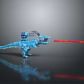 Blue Mechanical Dinosaur Robot With Red Laser Beam And Metallic Structure 3d model