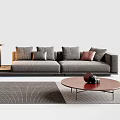 Modern Sofa With Cushions And Coffee Table Combination With Armchair Rug Floor Lamp Decor