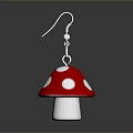 Cute Mushroom Shaped Red Earrings With White Spots For Daily Accessories