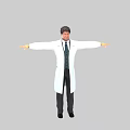 Man in white doctor coat with arms outstretched standing full body pose