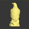 Golden Eagle Statue With Detailed Feathers And Stone Base On Reflective Surface 3d model