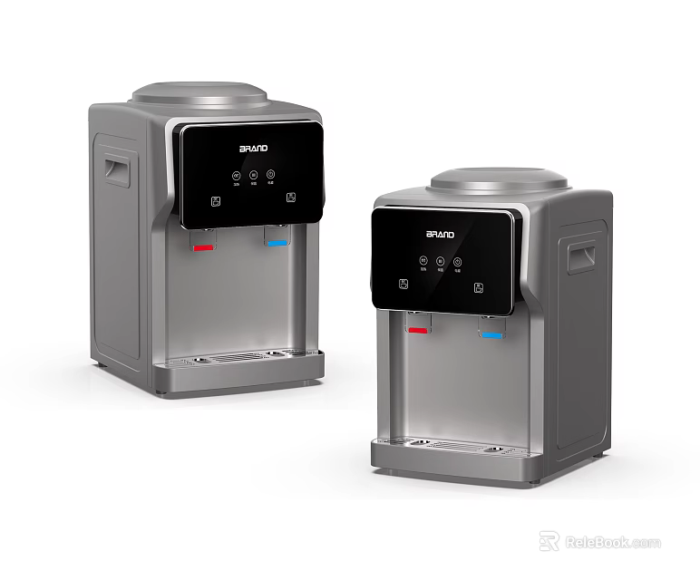 Modern Silver Water Dispensers for Home Use with Control Panel and Hot Cold Functions 3d model 