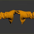 Abstract Garment Shaped Sculpture with Orange Yellow Pleated Texture on Grey Background and Reflection