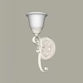 Classic White Frosted Shade Wall Sconce With Ornate Carved Base And Warm Yellow Light