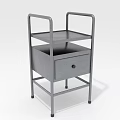 Modern Minimalist Gray Bedside Table With Metal Frame Drawer And Shelf