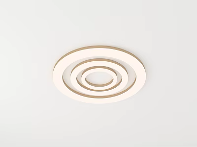 Modern Ceiling Light With Layered Circular Rings In White And Gold Design 3d model