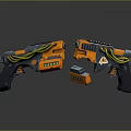 Futuristic Sci Fi Weapons With Orange Gray Body And Yellow Cables Design