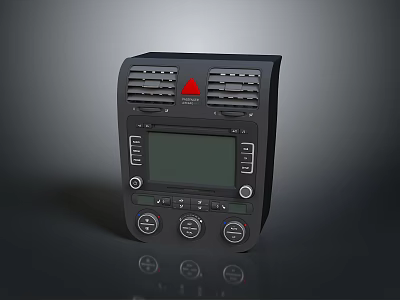Modern Black Electronic Control Device With LCD Display Control Buttons Vents And Red Warning Triangle 3d model