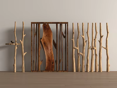 New Chinese Style Modern Partition Dry Branch Partition Dead Branch Log Partition Wood Fence Art Partition 3d model