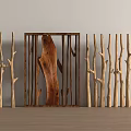 New Chinese Style Modern Partition Dry Branch Partition Dead Branch Log Partition Wood Fence Art Partition 3d model