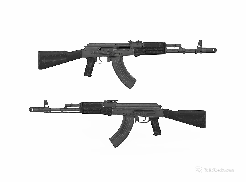 Two Black Assault Rifles With Modern Military Style And Tactical Features 3d model 